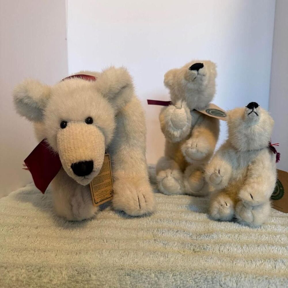Three sizes Boyds Polar Bears. Vintage. Tags intact